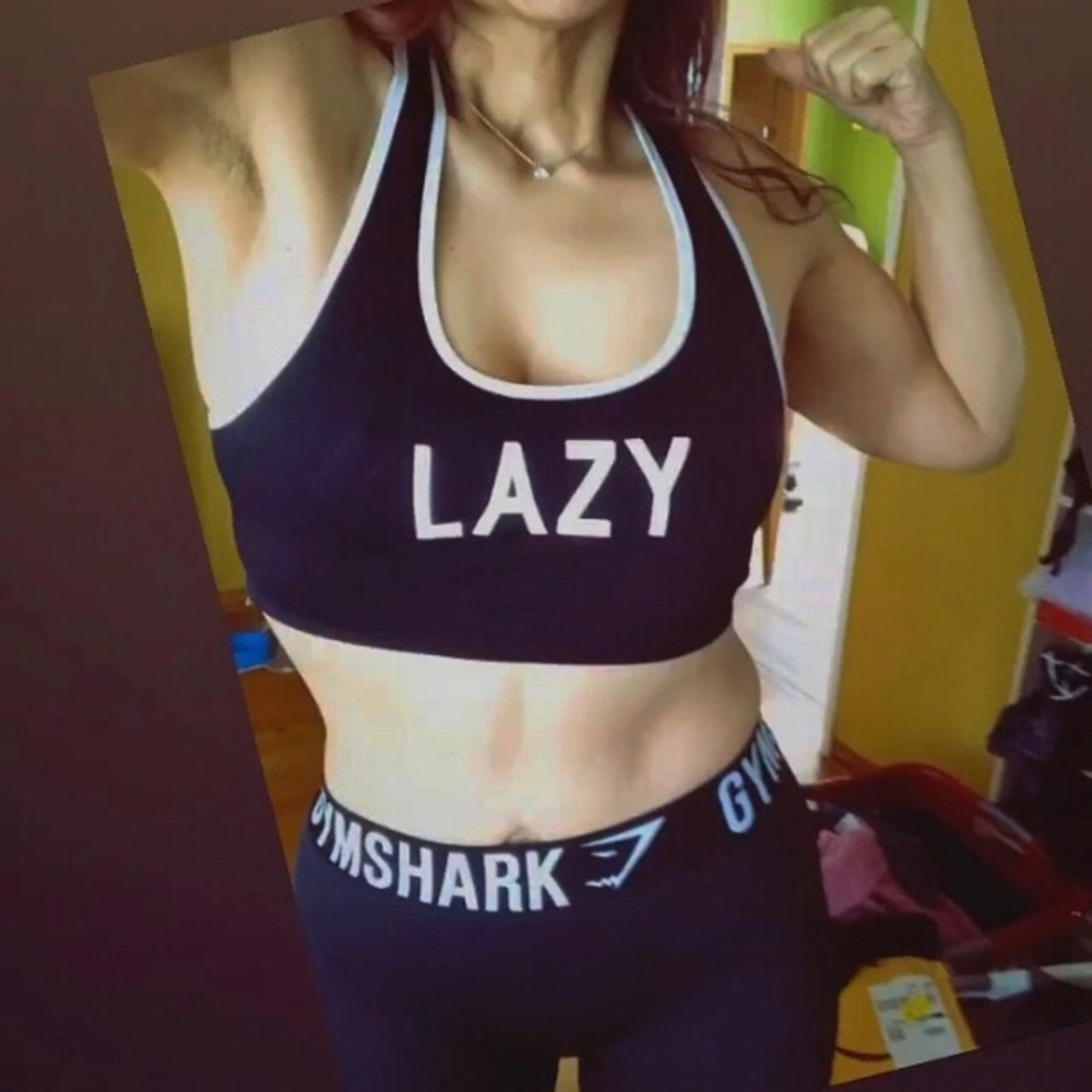 “Lazy” workout sports bra black S M no pads